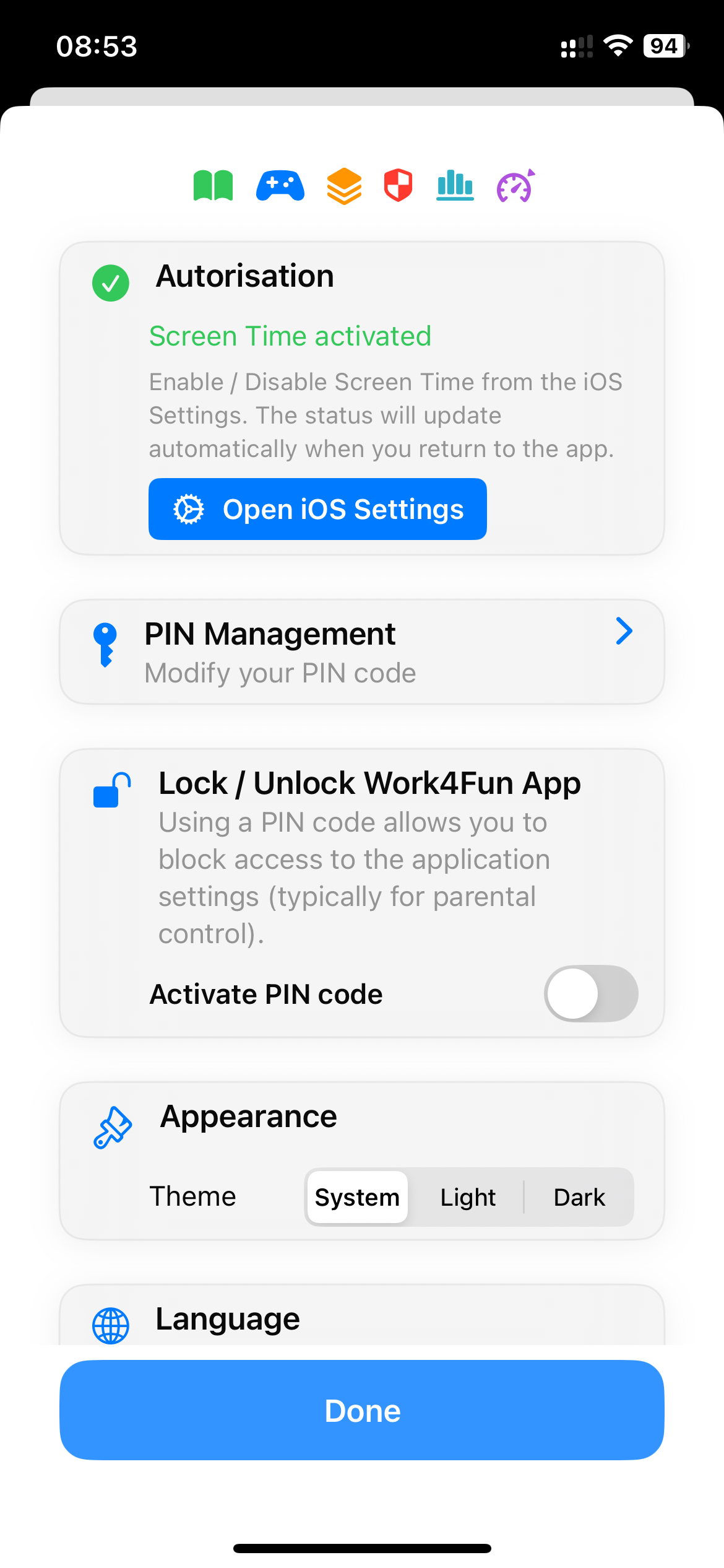 Parameters — general settings