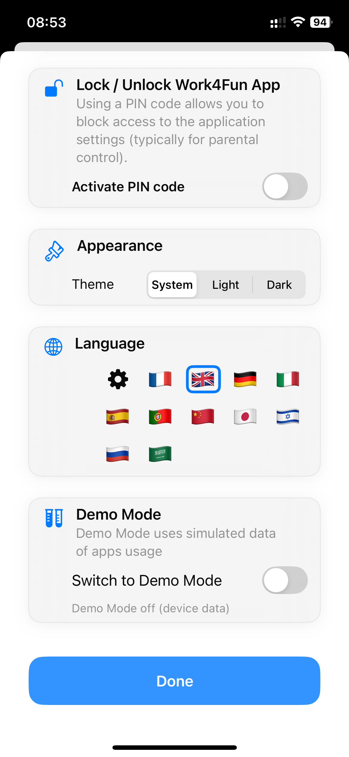 Parameters — advanced options
